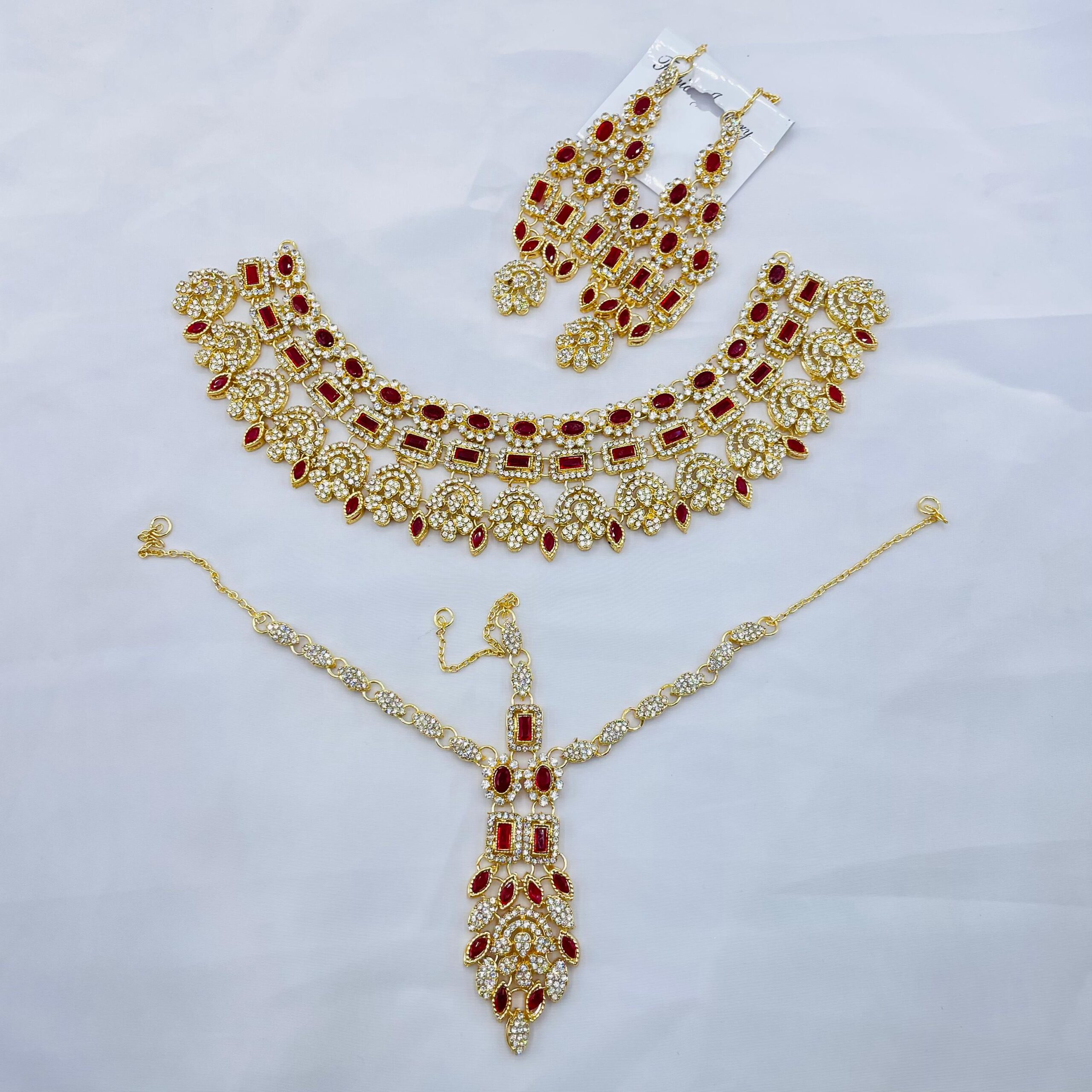 New Gold Plated Bridal Round Set +Earings +Matha Patti