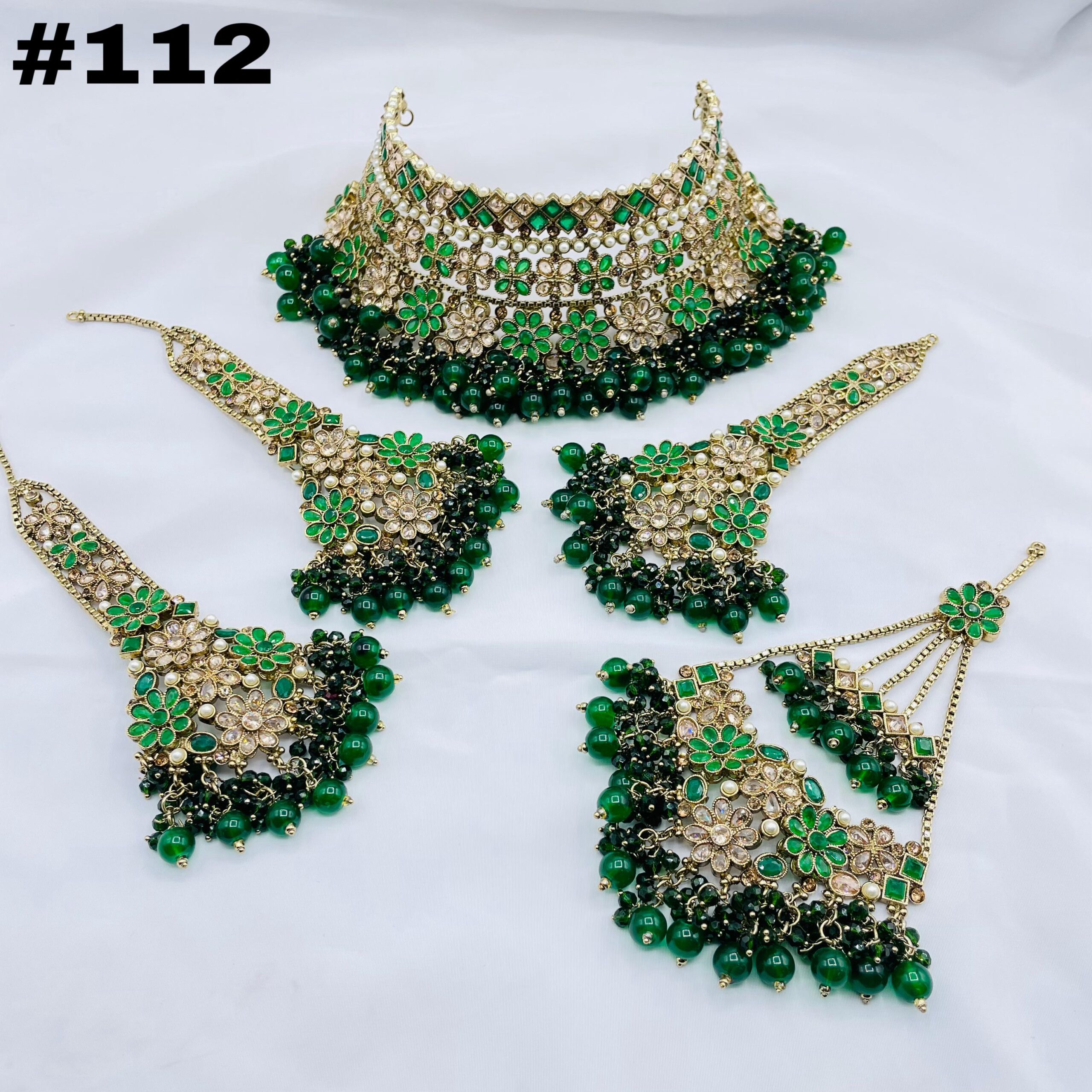 Egyptian Hand Made Bridal 3D Collar Set +Earings +Bindia +Jhumar