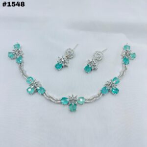 New American Diamond Zircon Round Set +Earings