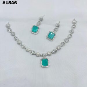 New American Diamond Zircon Round Set +Earings