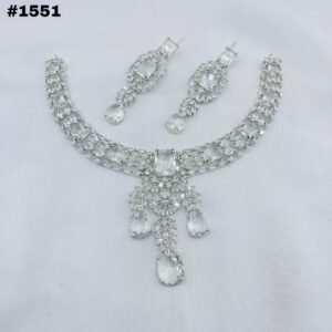 New American Diamond Zircon Round Set +Earings