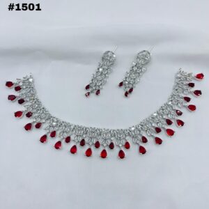 New American Diamond Zircon Round Set +Earings