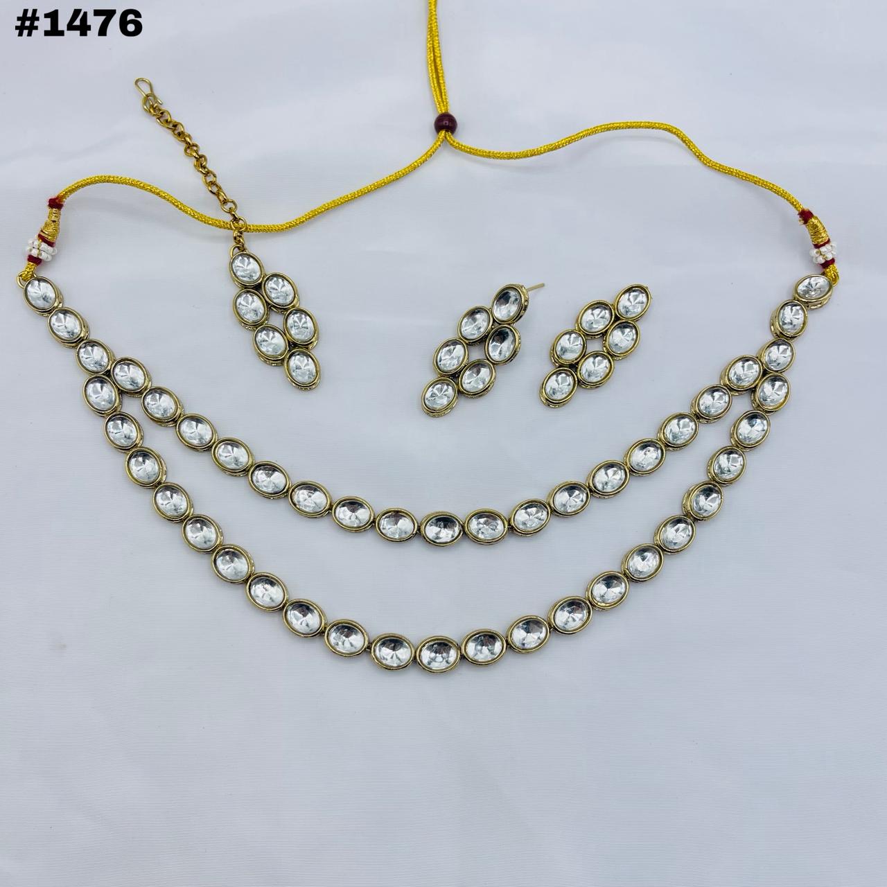 New Beautiful Real Kundan Double Layer Set +Earings +Bindia