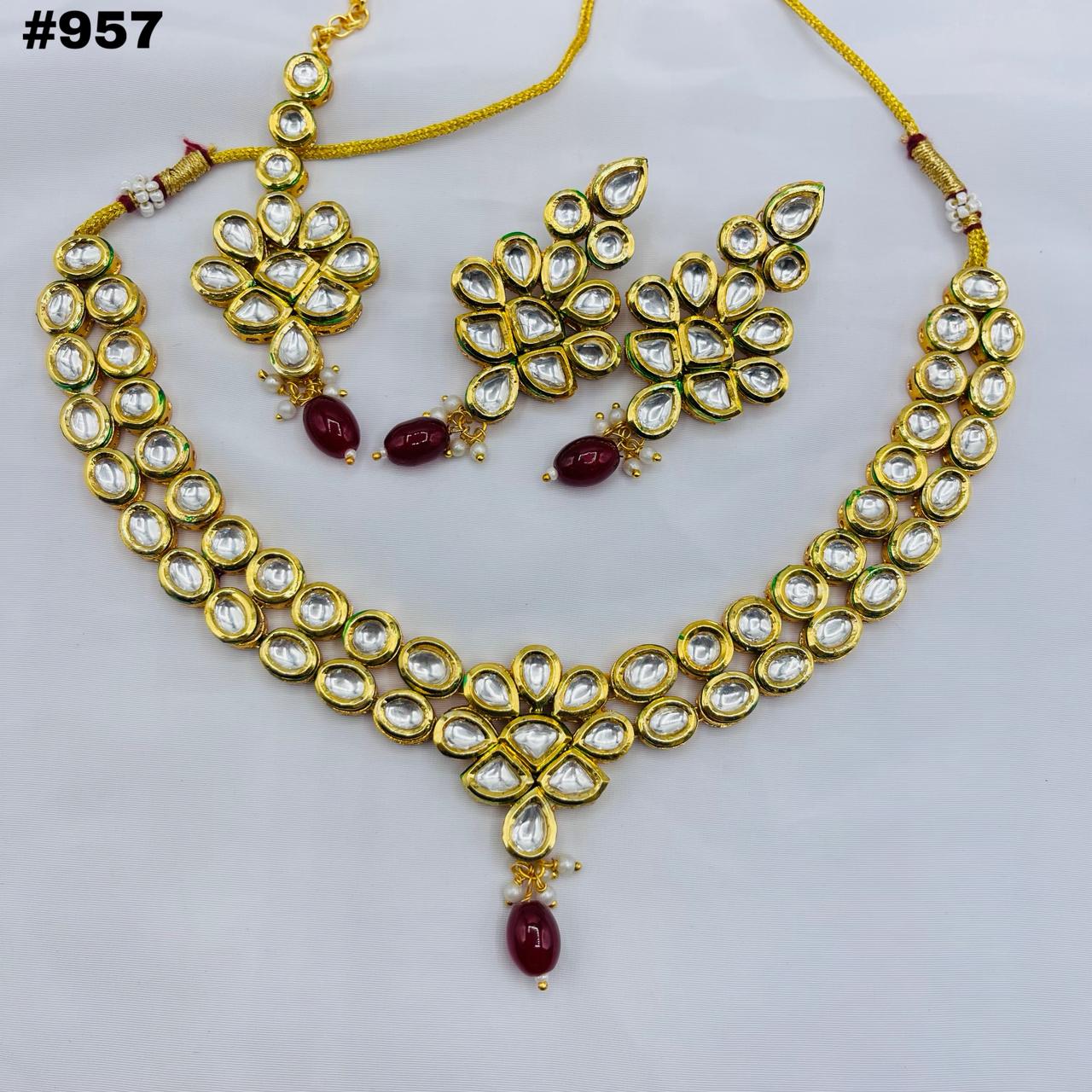 New Designer Original Kundan Round Set +Earings +Bindia