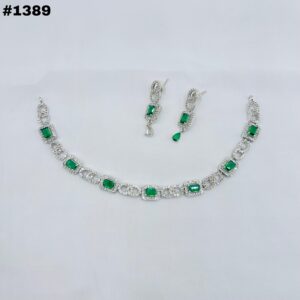 New American Diamond Zircon Round Set +Earings