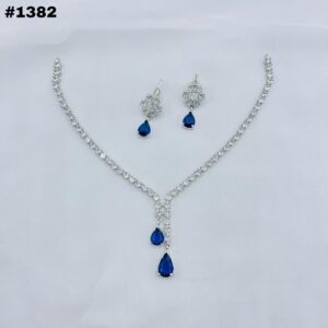 New American Diamond Zircon Round Set +Earings