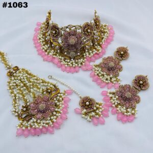 New Beautiful 3D Hand Made Bridal Collar Set +Earings +Bindia +Jhummar