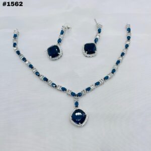 New American Diamond Zircon Round Set +Earings