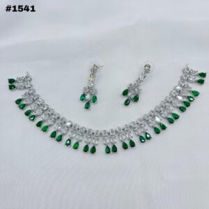 New American Diamond Zircon Round Set +Earings