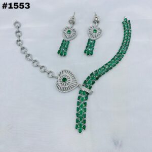 New American Diamond Zircon Round Set +Earings