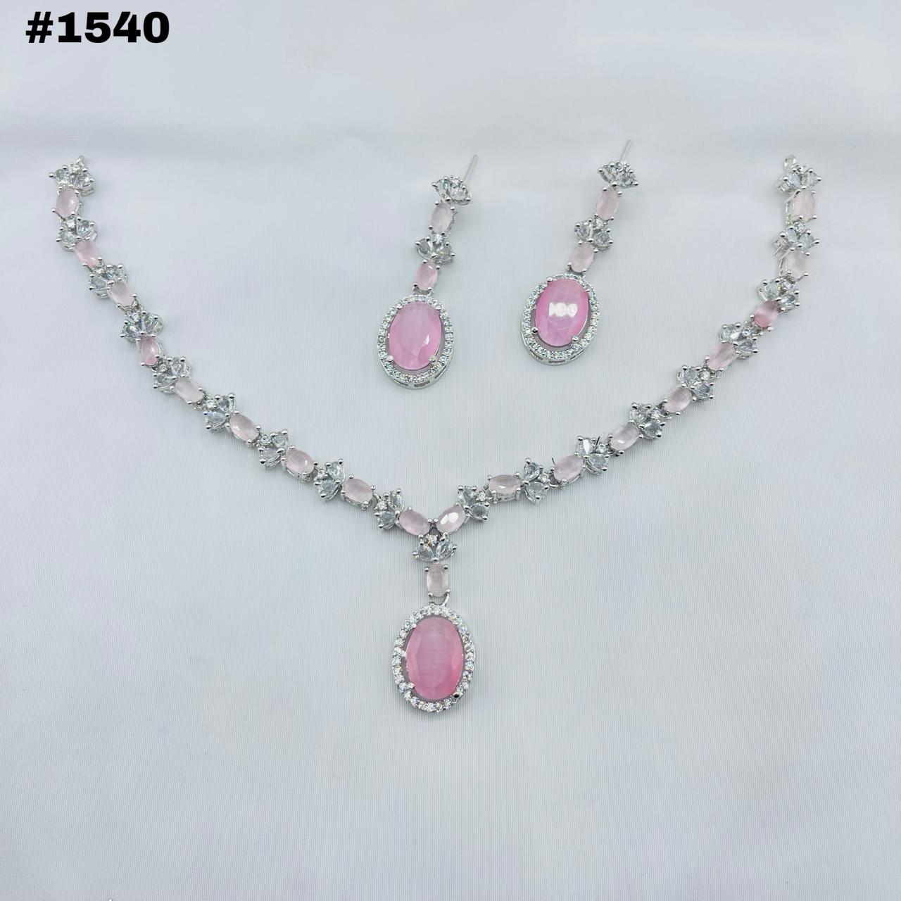 New American Diamond Zircon Round Set +Earings