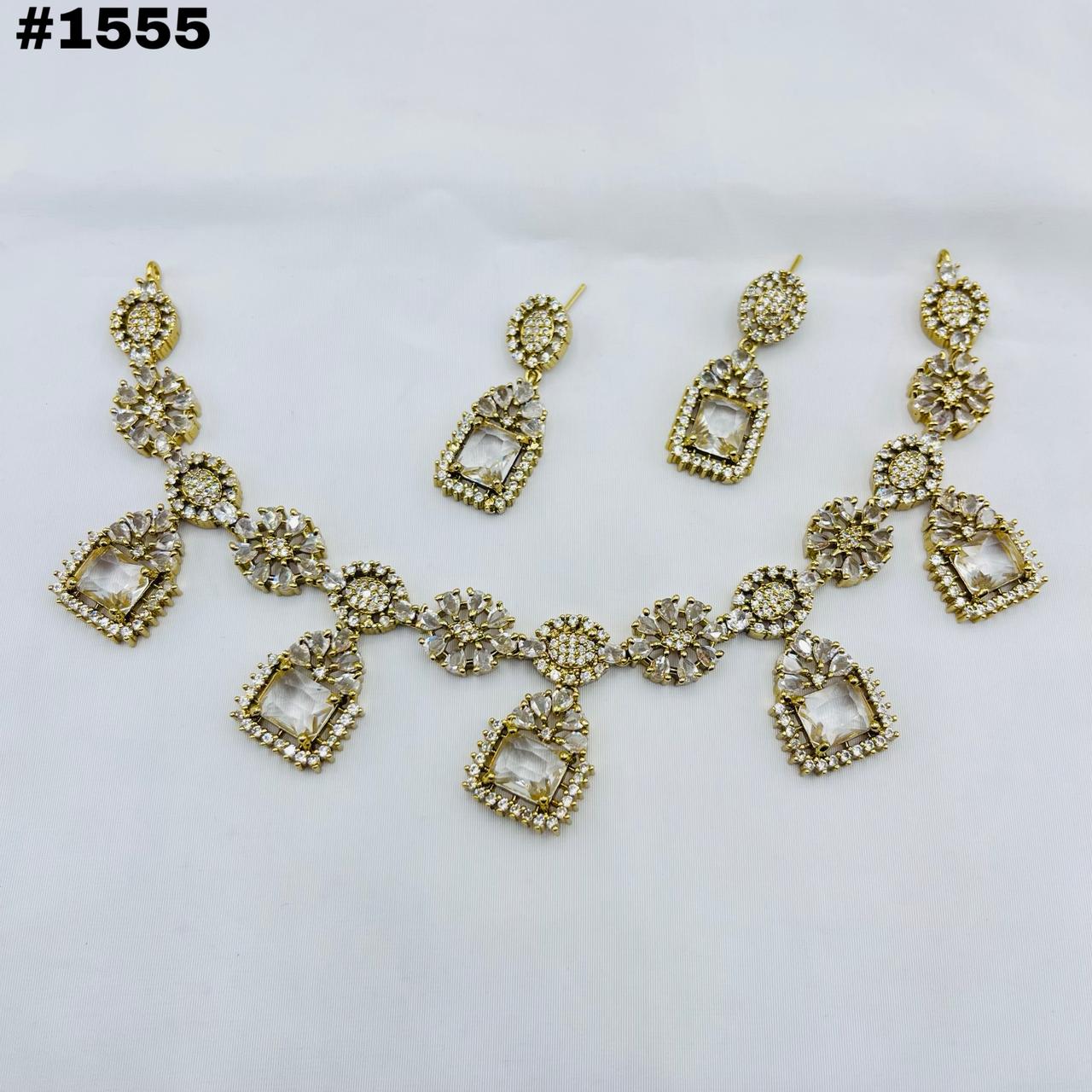 New American Diamond Zircon Round Set +Earings