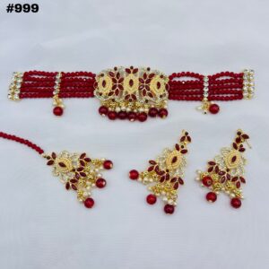 New Beautiful Designer Choker Set +Earings +Bindia