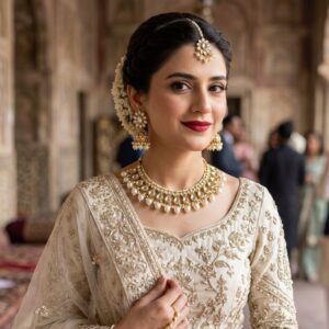 New Beautiful Kundan Bridal Round Set +Earings +Bindia