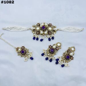New Beautiful 3d Hand Made Turkish Choker Set +Earings +Bindia