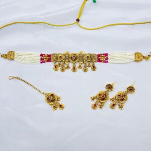 New Designer Rajwari Choker Set +Earings +Bindia