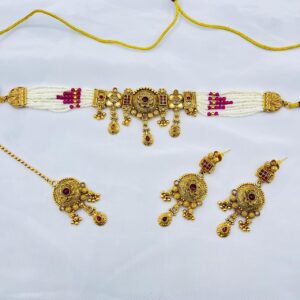 New Native Rajwari Choker Set +Earings +Bindia