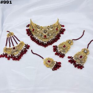 New Beautiful Designer 3D Hand Made Bridal Collar Set +Earings +Bindia +Jhummar
