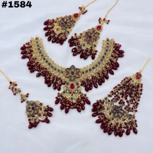 New Beautiful Designer Bridal Round Set +Earings +Bindia +Jhummar
