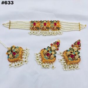 New Beautiful Designer Turkish Choker Set +Earings +Bindia