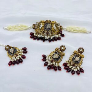 New Beautiful 3D Hand Made Turkish Choker Set +Earings +Bindia